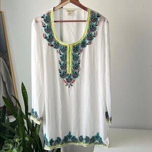 Embroidered White Swim Coverup